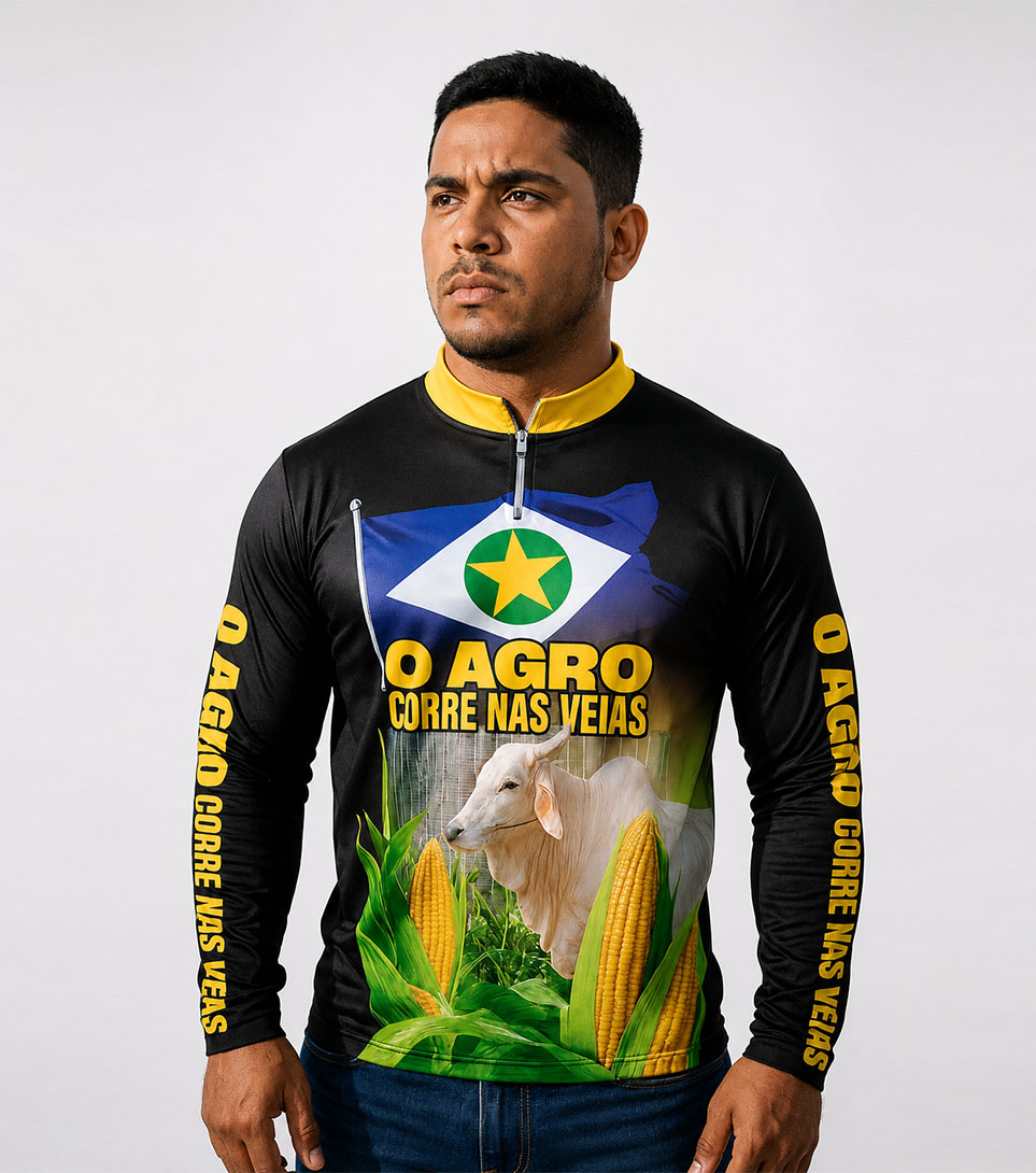 Camisa agro identidade Mato Grosso bordado