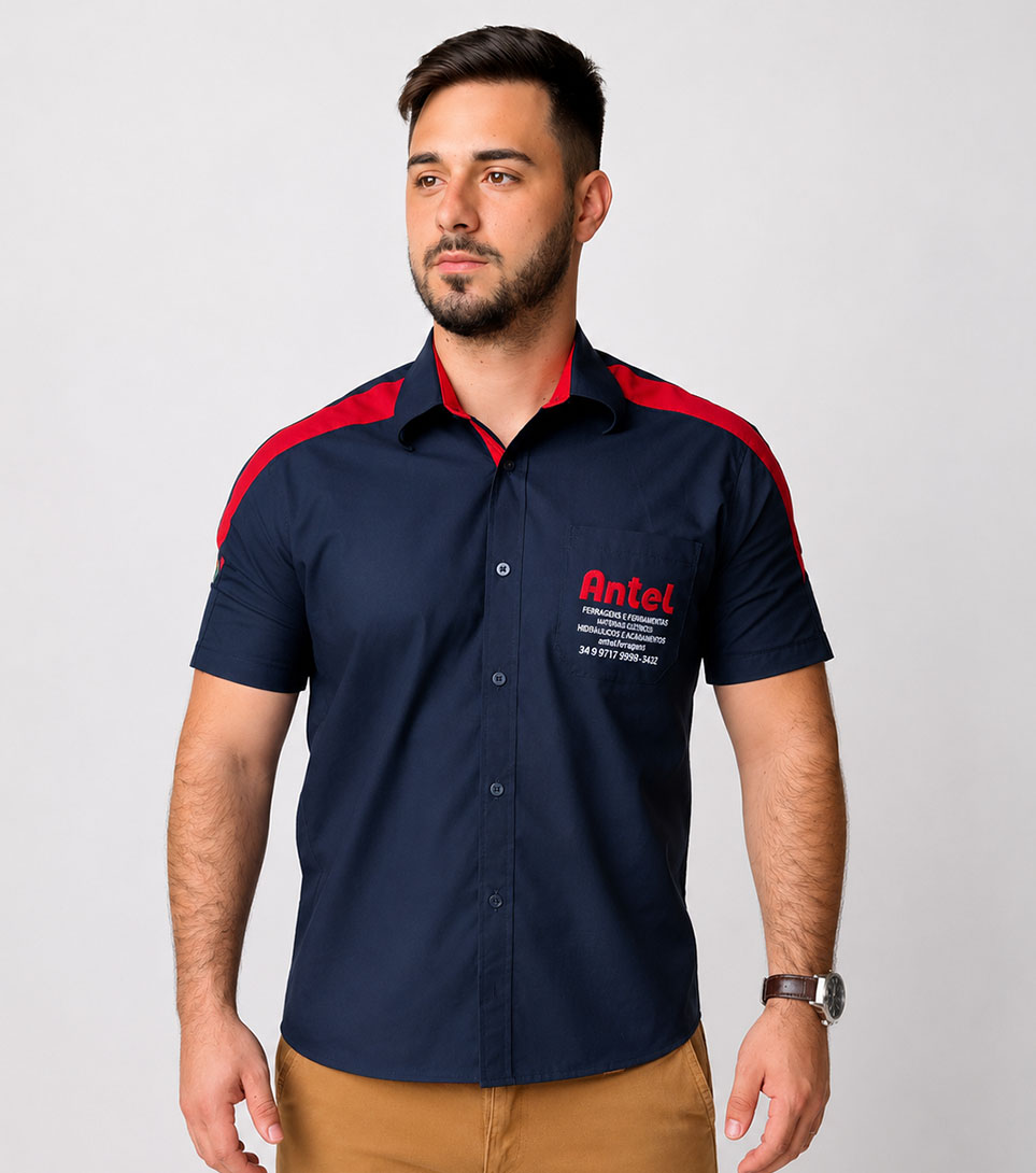 Polo bicolor com bordado MG Uniformes