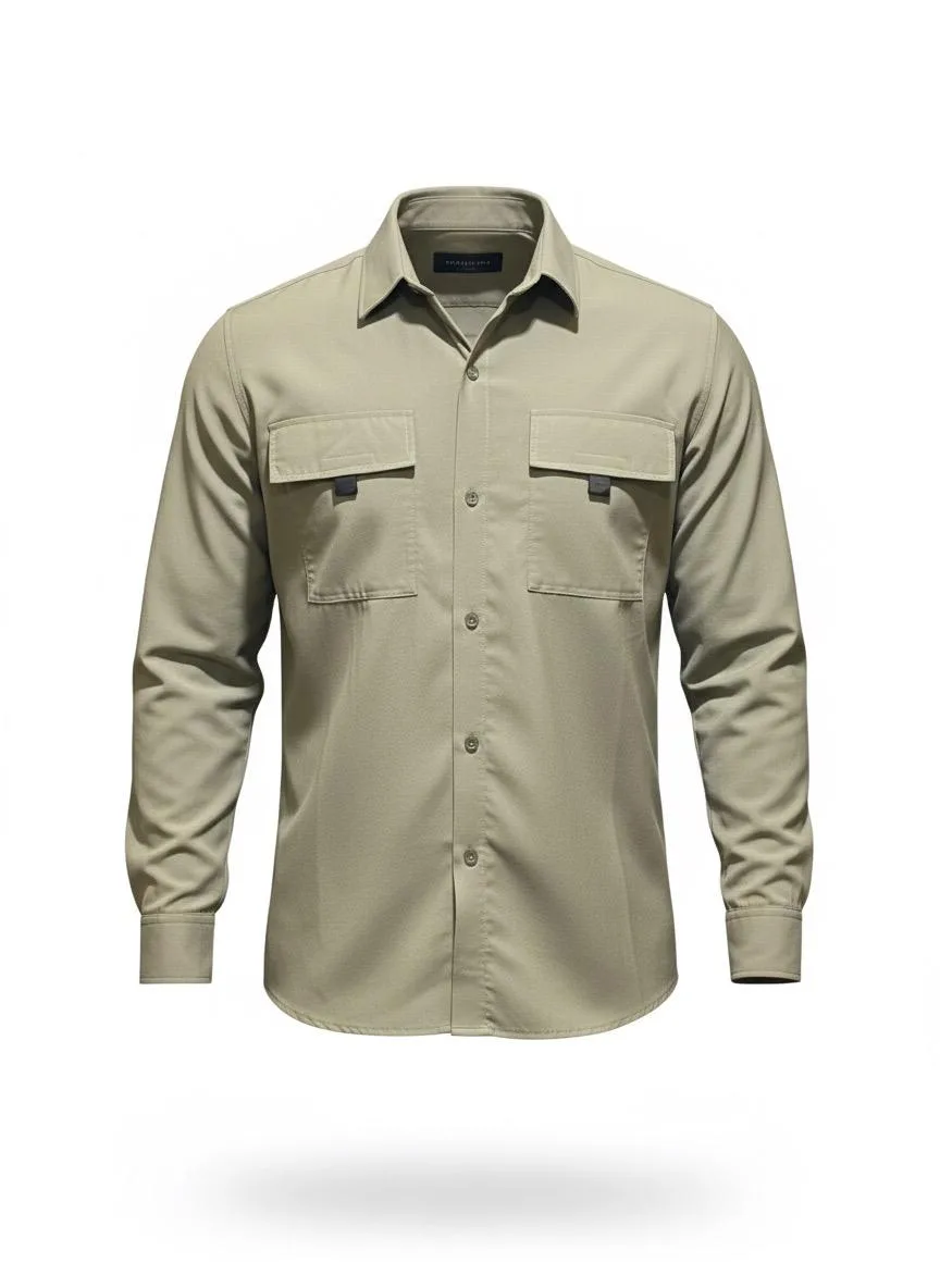 Camisa Mustang Agro na cor bege — frente